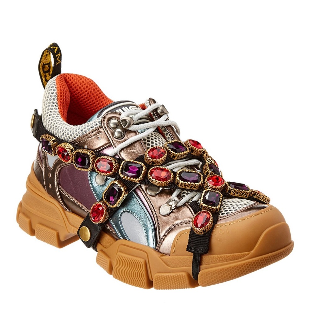Authentic GUCCI Red & Purple Jewels Snap On Shoe Straps For Size 5 Sneakers.